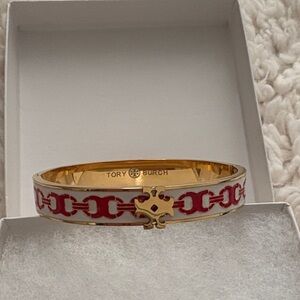 Tory Burch Red and Gold Enamel Bracelet